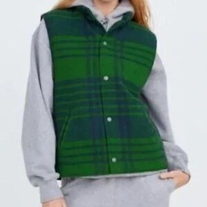 TNA bancoft fleece plaid puffer vest
